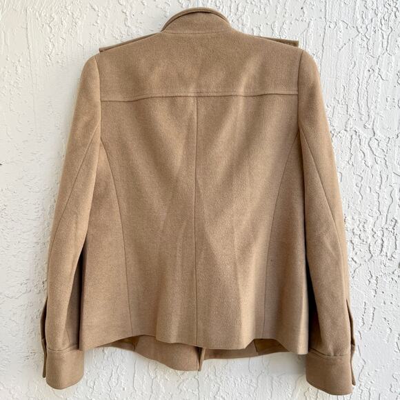 Theory Wool Blend Long Sleeve Double Breasted Pea Coat Jacket Brown Womens S - Picture 7 of 9